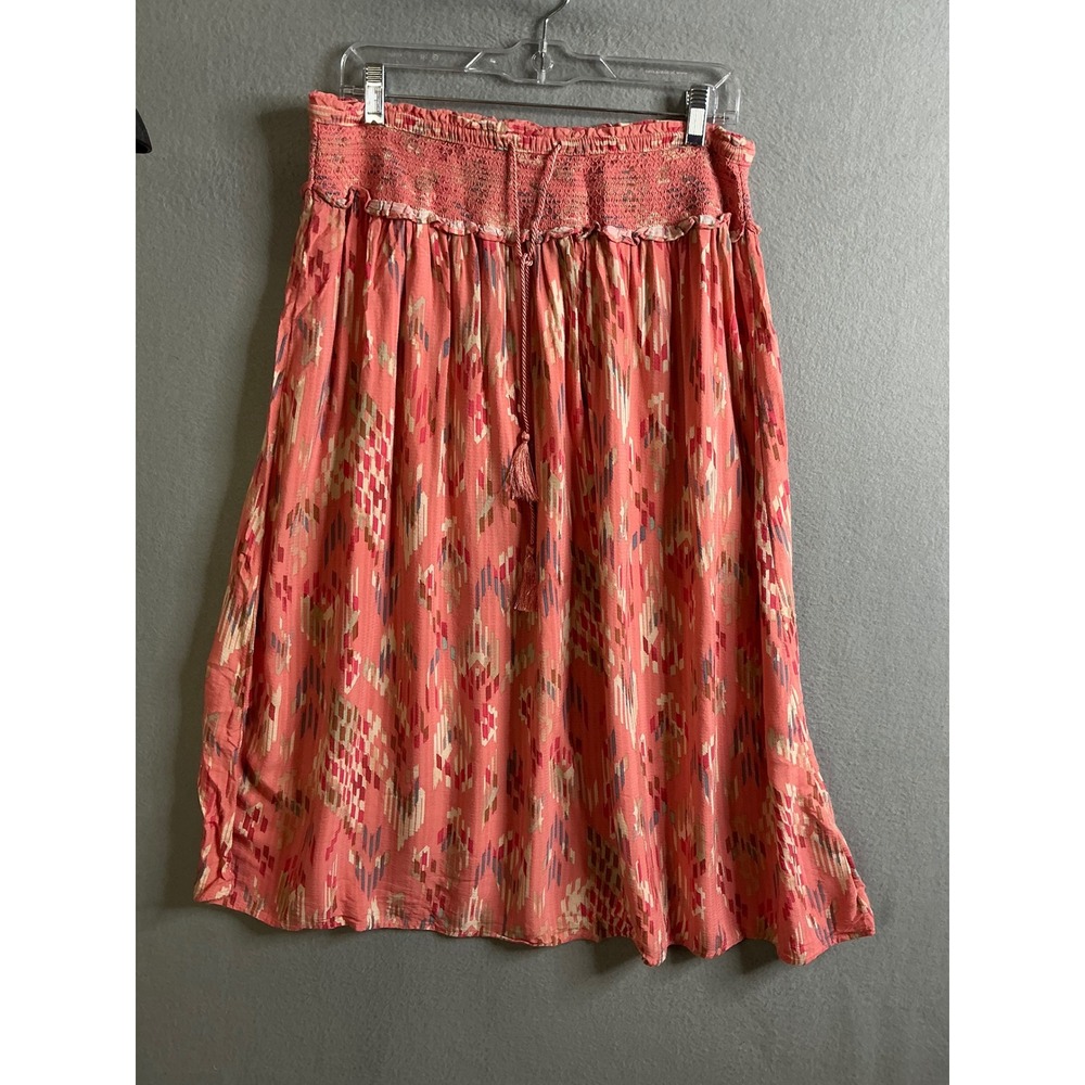 Knox Rose Skirt Women's Medium Smocked Midi Skirt Bohemian Drawstring Waist